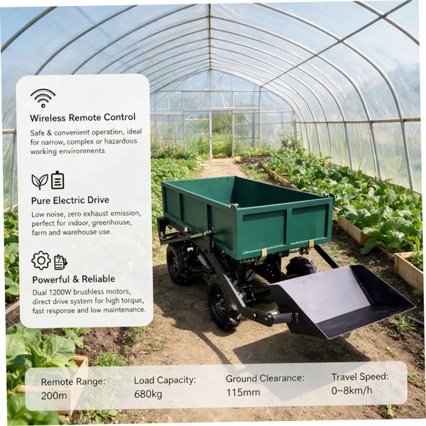 Caminhão-baú autopropulsado de controle remoto com função de auto-carregamento e despejo para agricultura e construção