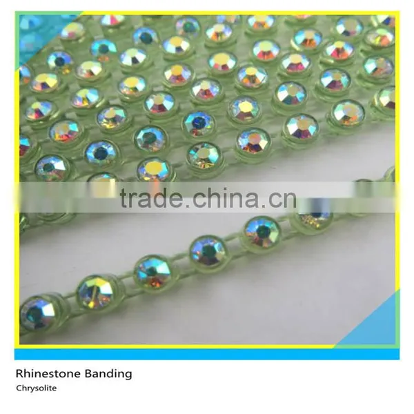 Plastic Crystal Trimming Sew on Ss16 4mm Crystal Black Banding 1x130 Pcs 10 Yards photo-3