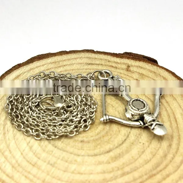 Fashion Jewelry 2015 Zinc Alloy Antique Silver Bow and Arrow Necklace photo-5
