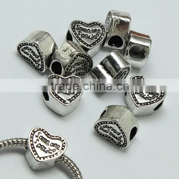 Some One Special Text Heart Shape Zinc Alloy Beads With Round Hole photo-6