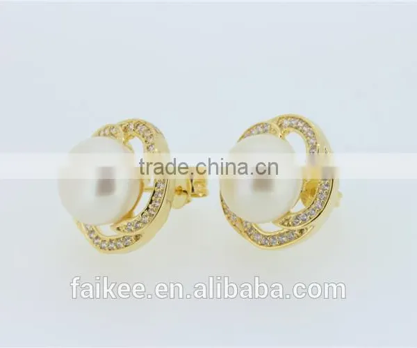 Ladies Fashion Big Pearl Earrings Designs Silver Jewelry photo-2