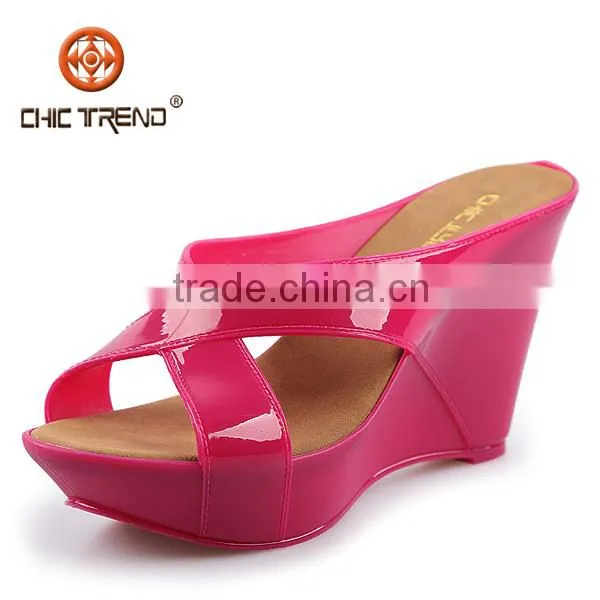 2016 Ladies Summer Sandals Fashion Design Colorful Wedge Jelly Shoes High Heels Plastic Cheap Shoes Pvc Materials 78-1