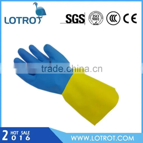 Cheap Long Blue and Yellow Work Gloves photo-2