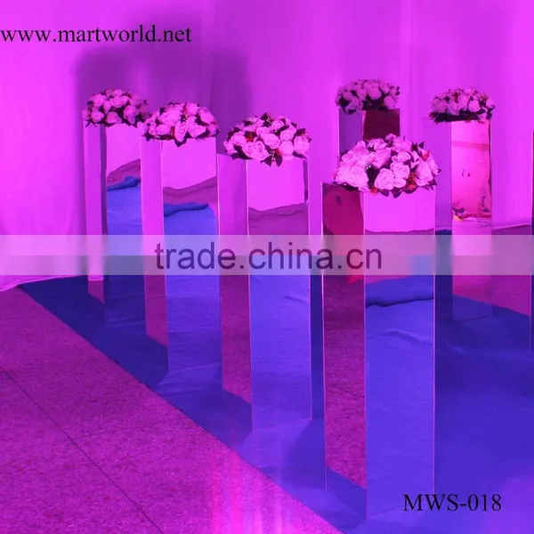 31 Inch Height Square Silver Mirror Pillar Party and Wedding Decoration Supplies in Guangzhou(MWS-018) photo-4