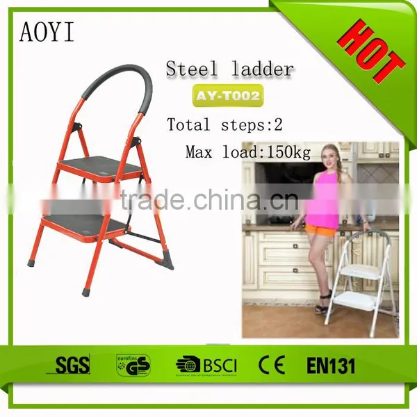 Steady 2 Step Metal Ladder With Handrail AY-T002 EN131 Approved