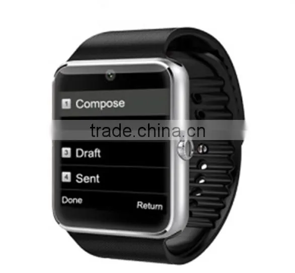 2016 Most Fashionable Multifunctional Metal Plating 1.54 Inch MTK6261 GT08 Smart Watch for Androit Phone