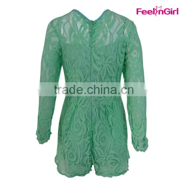 Small MOQ Mint Green Formal Lace Evening Patterns Dress photo-5