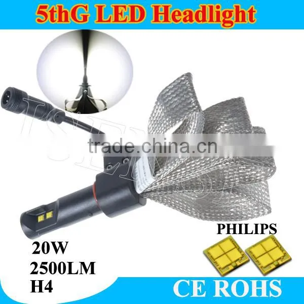 FANLESS LED Headlight With Flexible Tinned Copper Braid LED Headlight Kit - H4 photo-4