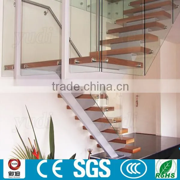 Modular Mono Stringer Indoor Modern Metal Wood Stairs Design photo-5