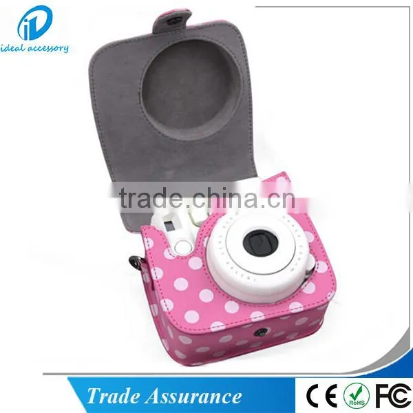 PU Leather Pink Dot Fuji Instax Mini Case Bag for Fujifilm Instax Mini8 Case With Shoulder Strap photo-3