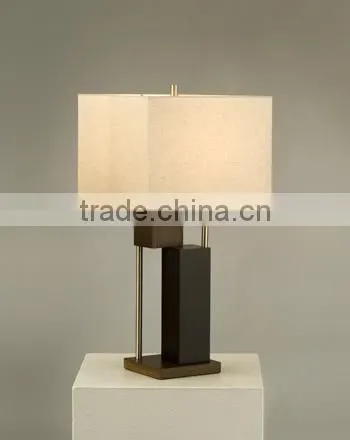 Contemporary Black Trapezoidal Wooden Base Hotel Bedroom Desk Lamp Quality Choice photo-4