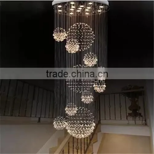 Silver Frame Crystal Raindrop Stair Long Chandeliers Light 92032 photo-5