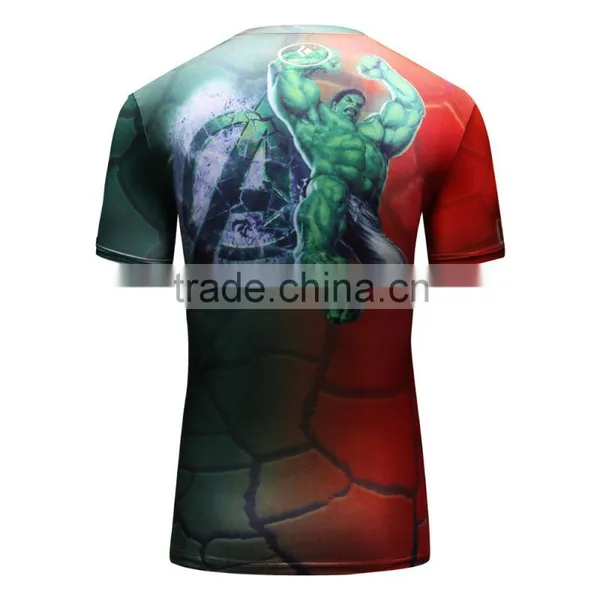 Guangzhou Manufacturer Men's Avengers Compression Shirt Superheroe Bat-man /spiderman/hulk T Shirt Gym Shirt Men photo-4