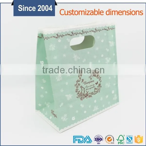 Color Printing Popular Die Cut Hole Handle White Kraft Paper Bags photo-3