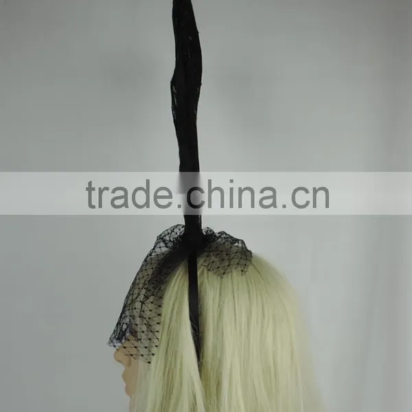 Wholesale Black Floral Lace Rabbit Bunny Ears Veil Headband photo-3