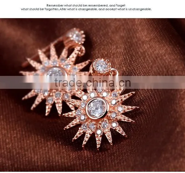 925 Sterling Silver and Rose Gold Plated Sun Shaped Ear Studs for Women photo-3