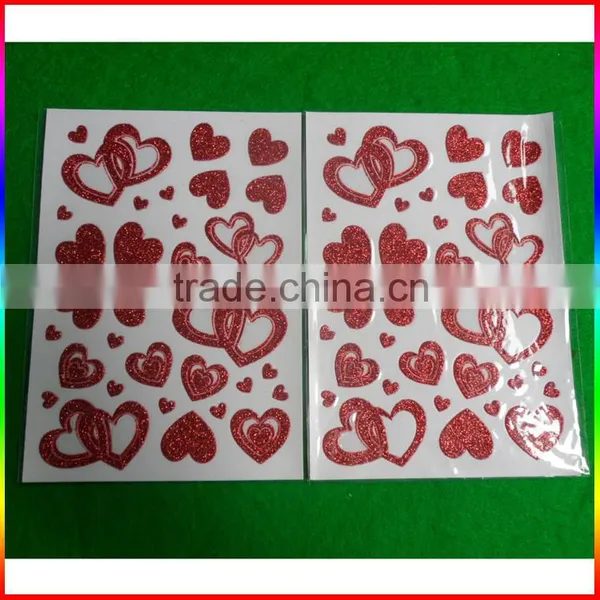 Glitter Powder Red Heart Stickers photo-3
