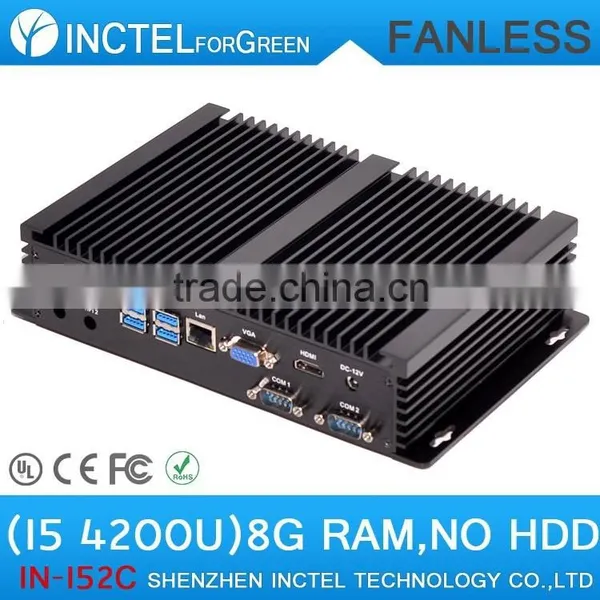 Industrial Mini PC Fanless Cloud Computing With Intel Core i5 4200U 1.6Ghz 2 COM 4 USB3.0 8G RAM Only photo-2