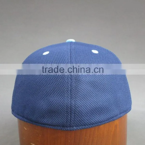 Custom 6- Panel Blue Flat Brim Fitted Cap With 3D Embroidered Patch photo-4