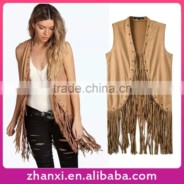Wholesale Autumn Women Tassels Coat Girls Suede Leather Ladies Vest Jacket