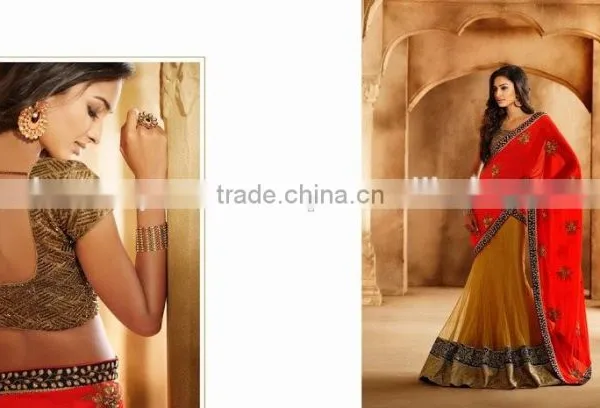 On Net Lehenga Saree Multi Color Georgette photo-5