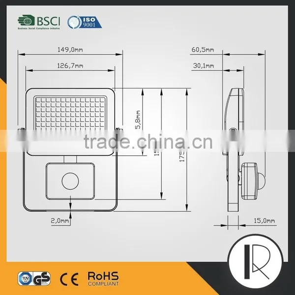 CE GS IP65 Slim 10W Sensor LED Floodlight photo-5
