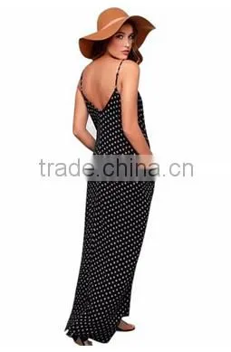 Women V Neck Spaghetti Strap Summer Beach Long Maxi Dress photo-2
