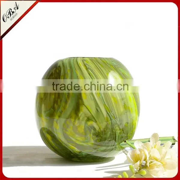 Fashion Design Handmade Wood Grain Pattern Decorative Circular Glass Vase photo-3