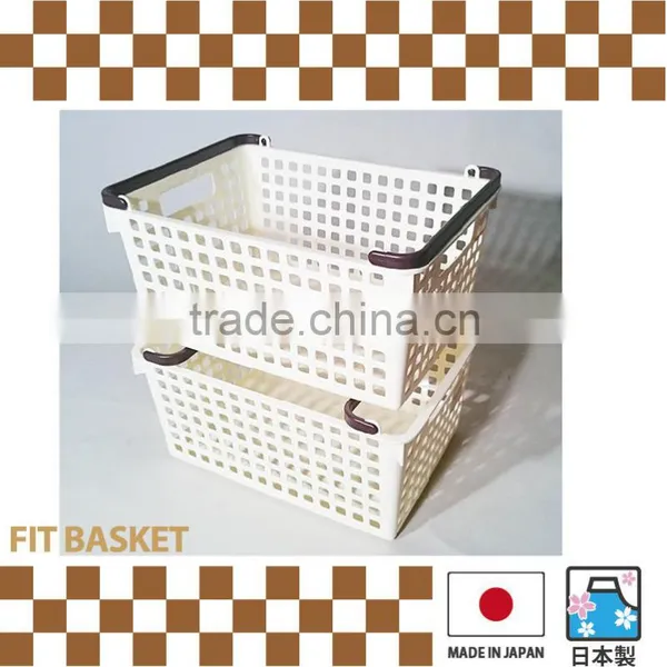 Stacking Plastic Baskets Storage Item Made in Japan , Available in 2 Color photo-2
