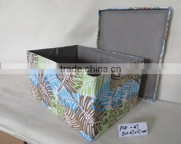 Handmade Fabric Foldable Office Storage Box With Lid photo-2