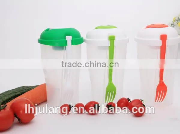 Wholesale BPA-Free Plastic Salad Shaker /plastic Salad Cup With Fork&dressing photo-3