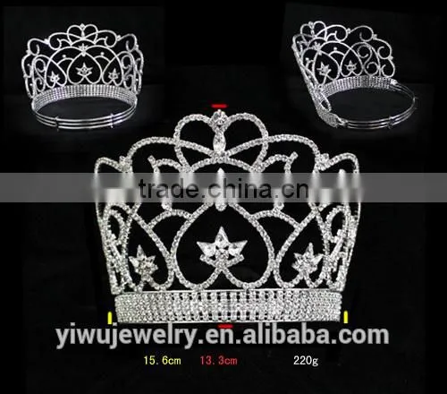 2016 Large Pageant Rhinestone Ornament Hair Crowns Bulk Princess Rhinestone Tiaras H172-139 photo-2