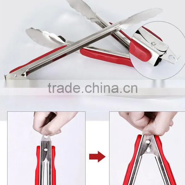 Factory Stainless Steel Hot Prevent BBQ & Bread Baking Food Tongs With Silicone Handle photo-2