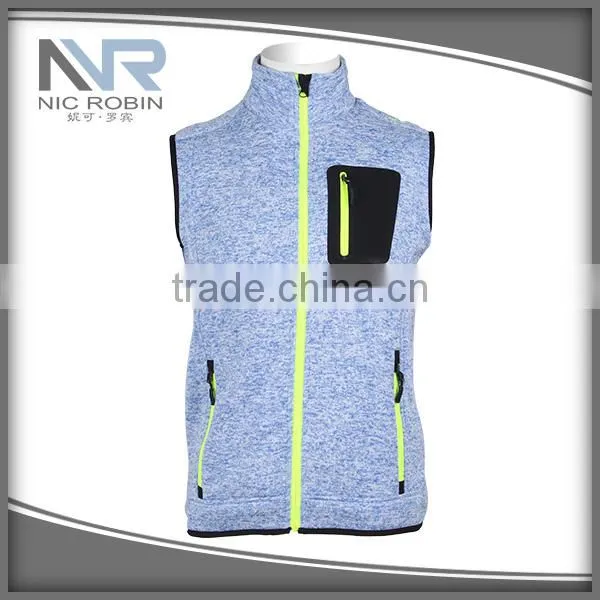 Stylish High-Necked Men Vest Jacket Fleece With Fluorescent Zipper photo-2