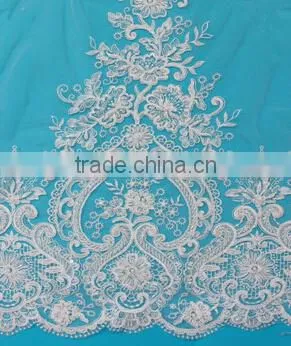 High Level Border Embroidered Pearl Lace for Bridal Dress photo-2