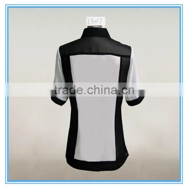 2016 New Fashionable Patch Work Chiffon Model Blouse Neck Designs photo-3