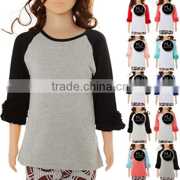 Wholesale Kids Tshirts Ruffle Raglan Kid Clothing photo-3