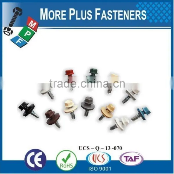 Made In Taiwan Hex Washer Head Bonded Washer Roof Screw Painted Head Hex Roof Screw Polycarbonate Dome Sealer Screw Metal Timber photo-4