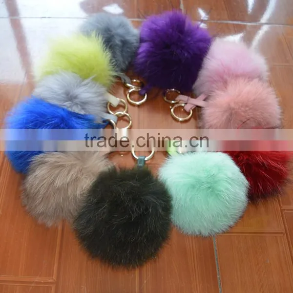 SJ747-01 New Arrival Hot Sale Fur Accessory Fox Key Chain Fur Pom Pom photo-6