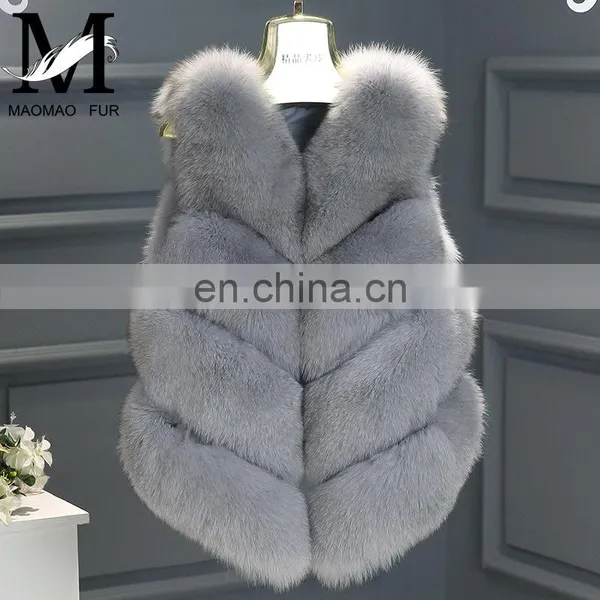 Women's 100% Real Genuine Fox Fur Sleeveless Vest Waistcoat Fur Gilet photo-5