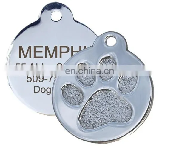 Engraved Metal Paw Print Pet Tag Stainless Steel Dog Tag photo-2