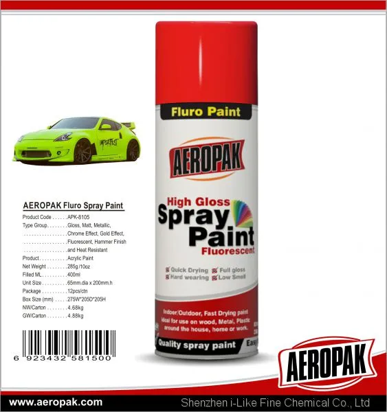 Aeropak Bright Color Fluorescent Spray Paint 400 ml For Car