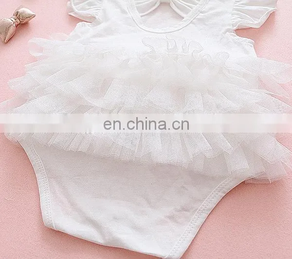 Wholesale Baby Girls Cotton Clothes Princess Ruffle Birthday Baby Girls Party Romper photo-2