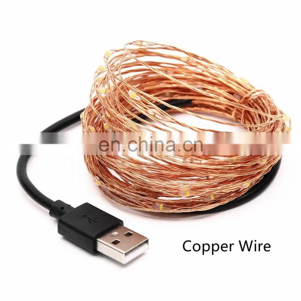 Home Decoration 100Leds/10Meters USB Rechargeable Copper Wire Led String Lights photo-5