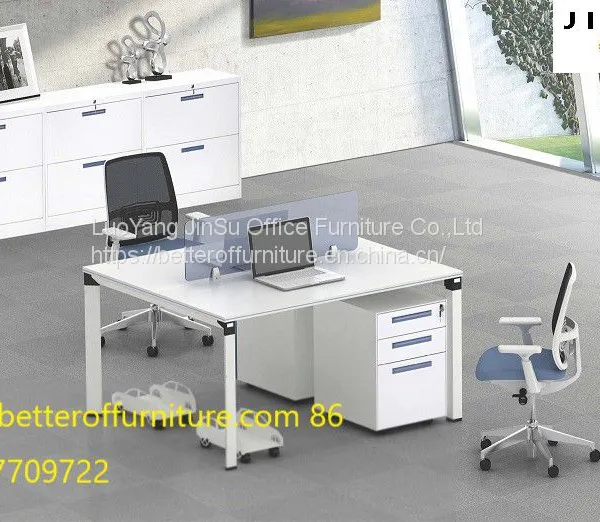 Five Angle Steel Tube 2 Person Staff Office Table With Wooden Top Face to Face photo-3