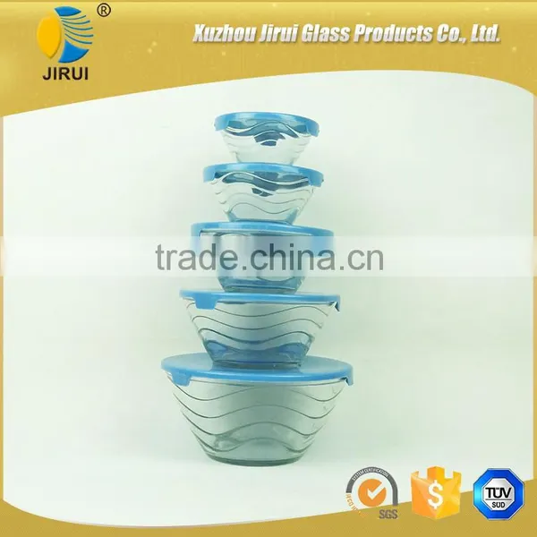 Heat Resistant Bule 5 Pcs Glass Bowls Set photo-2