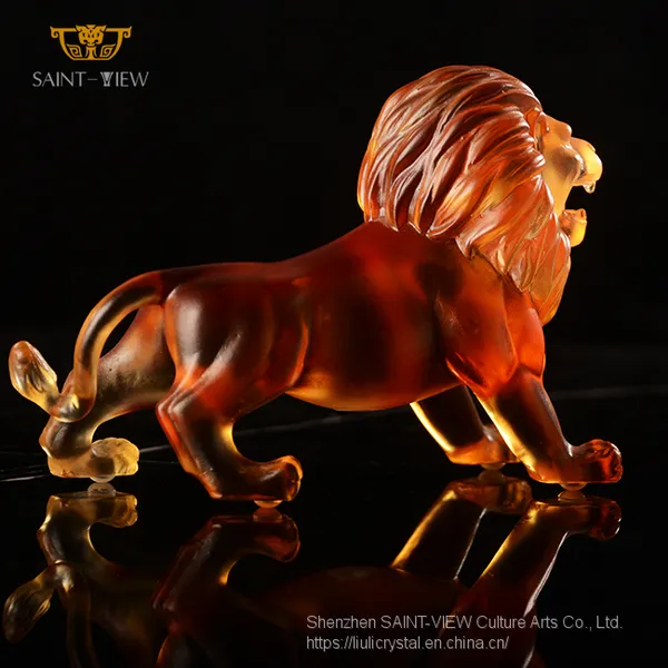 Customization Crystal Hand Carved Interior Decorative Lion King Sculpture Statue photo-3
