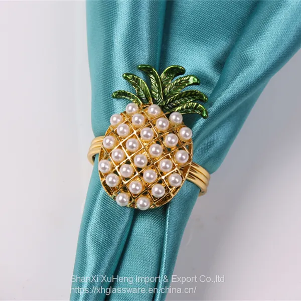 Gold Pineapple Napkin Rings Holder for Wedding Birthday Christmas Holiday Family Gathering Banquet photo-5
