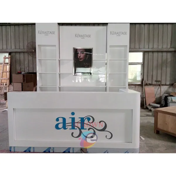 Beauty Salon Hair Display Wooden Shelf Wig Display Rack Showcase For Shop Interior Design photo-5