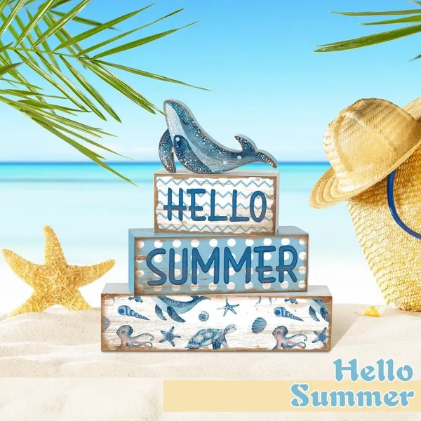 4-Piece Summer Wooden Tiered Tray photo-3